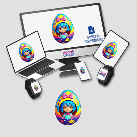 a computer, laptop, and other electronic devices with stickers on them