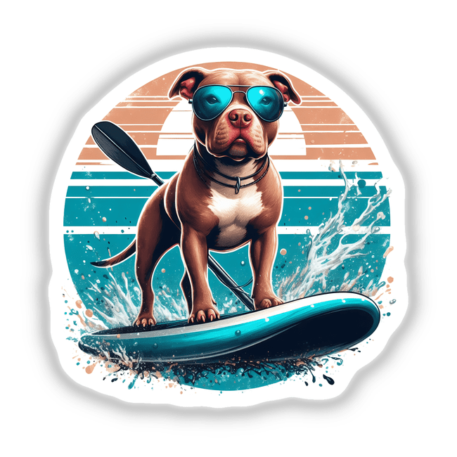 Pitbull Dog on Paddle Board