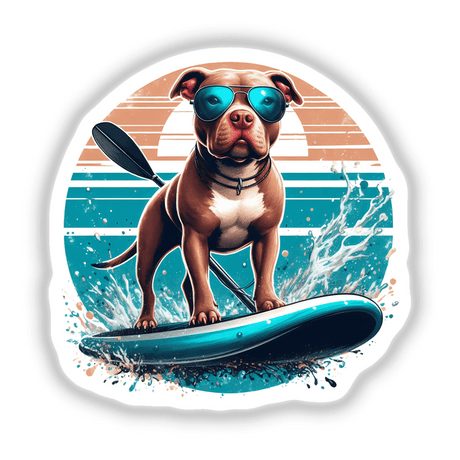Pitbull Dog on Paddle Board