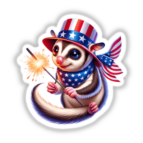 Sugar Glider Holding Sparkler 4th of July