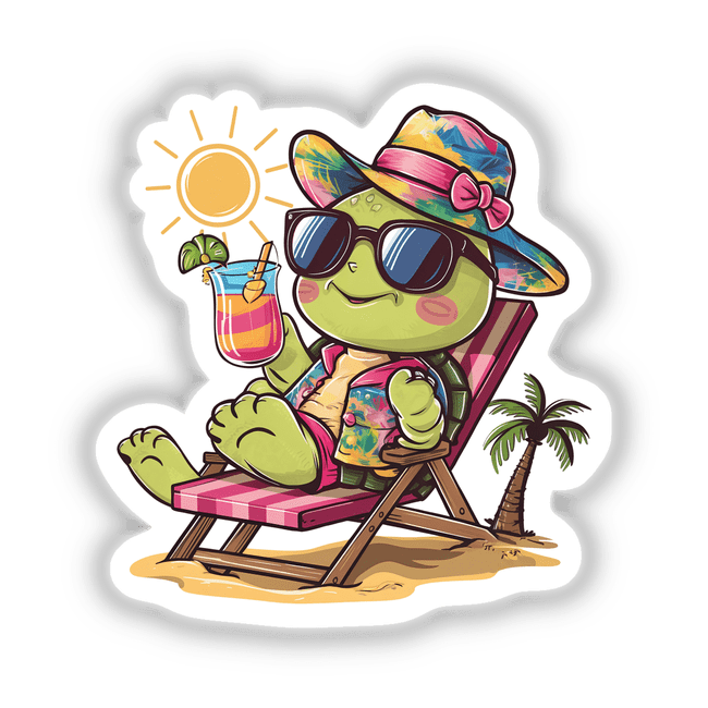 Turtle Sunbathing Beach Tropical Drink