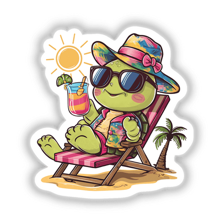 Turtle Sunbathing Beach Tropical Drink