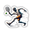 Zombie playing pickleball digital art stickers - spooky Halloween design for sports lovers.
