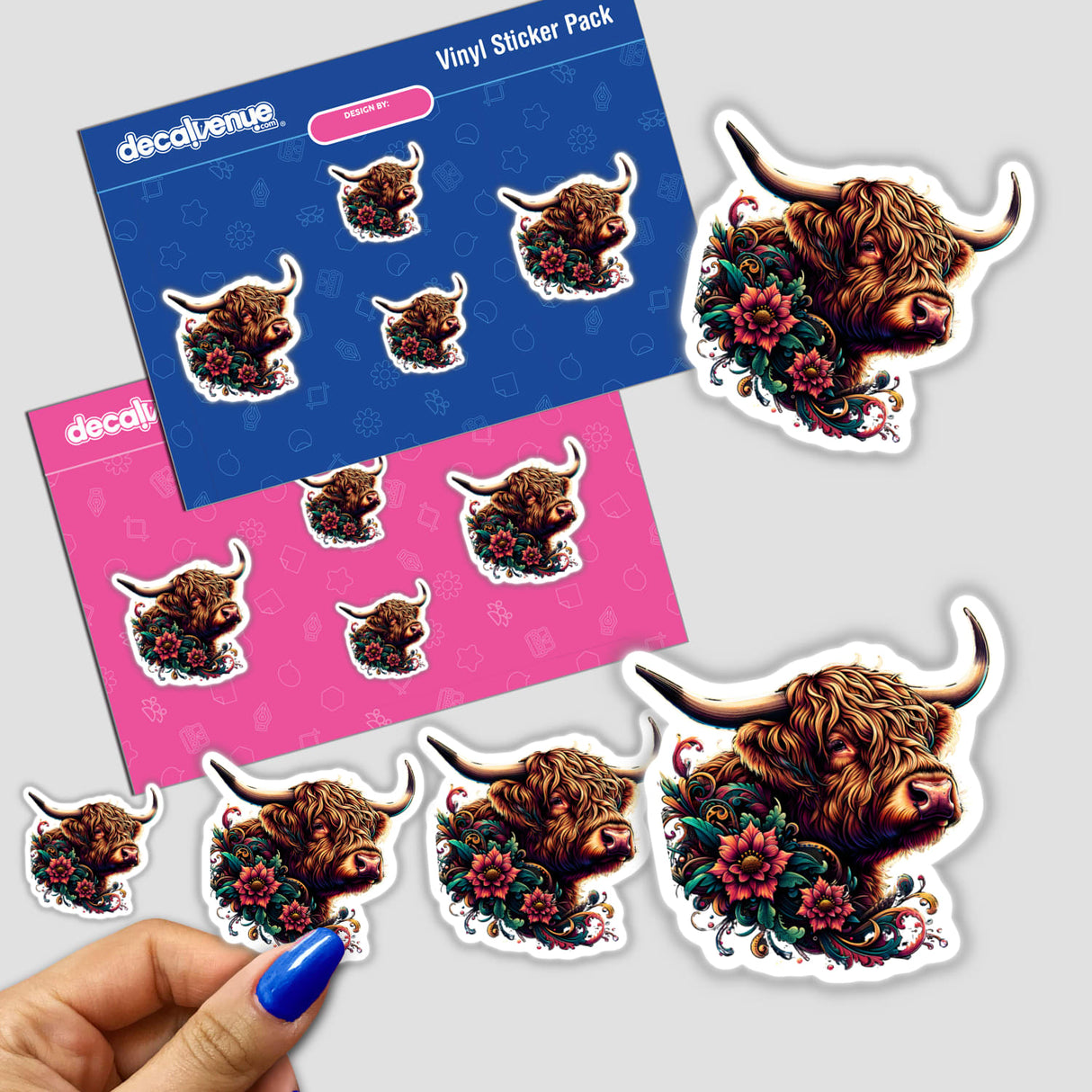 Floral Highland Cow Portrait PA22