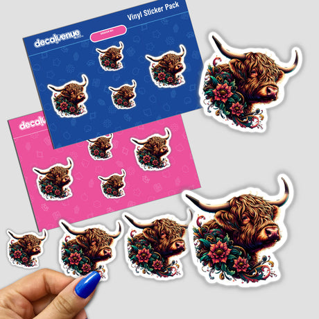 Floral Highland Cow Portrait PA22
