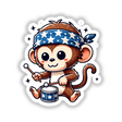Monkey Wearing Bandana Playing Drum