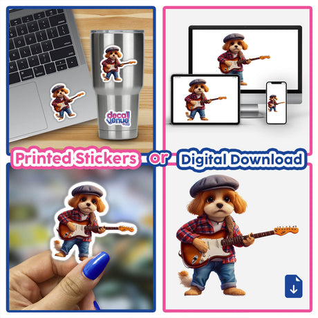 Hipster Dog Playing Guitar