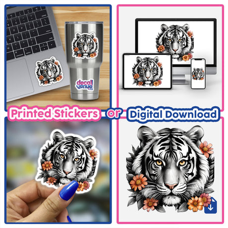 Tiger Portrait Floral Accents PA38