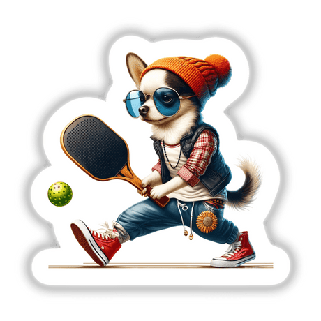 Trendy Chihuahua Dog Playing Pickleball