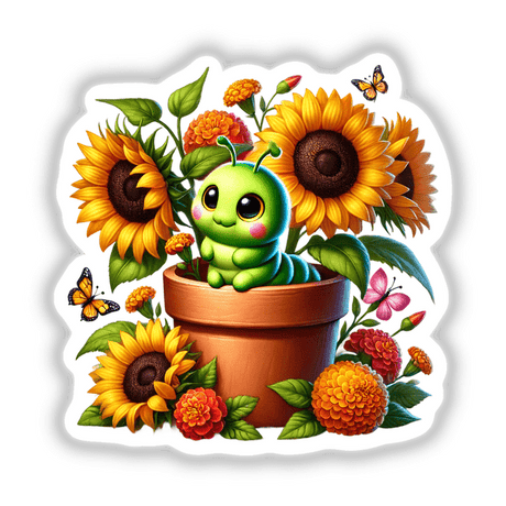 Caterpillar Peeking Out of Flower Pot
