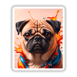 Cute Pug - Animal Portrait featuring a close-up of a pug's face, highlighting its expressive eyes and nose. Available as stickers or digital artwork from Decal Venue.