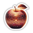 Artful Mosaic Apple: A close-up of a vibrant apple with a leaf, designed for stickers or digital artwork.