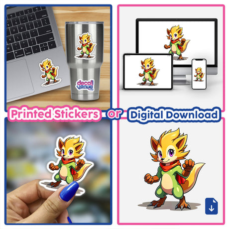Collage featuring 'Furry Fighter - Happy Haze The Hedgehog' depicting this cartoon character on stickers and digital artwork, highlighting its playful design with a scarf across various items.