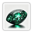 Emerald Gemstone Football Art featuring a football with a prominent green gem in the center, available as stickers or digital downloads from DecalVenue. Ideal for modern sports-themed decor.