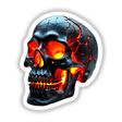 Molten Lava Skull: A striking black skull with red glowing light, available as unique stickers or digital artwork. Perfect for horror art enthusiasts seeking bold, captivating designs.