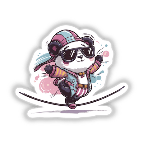Panda balancing on tightrope
