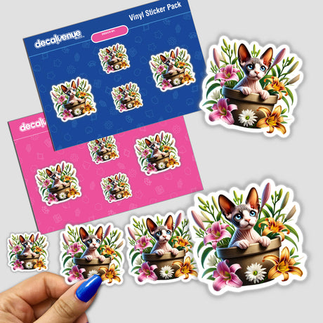 Cat Sphinx Peeking Out of Flower Pot