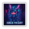 Hack The Day Chibi Cyberpunk Sticker or Clipart, a motivational anime art piece, features a dynamic character design, available as stickers or digital artwork, ideal for commercial use.