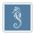 Chinoiserie Seahorse: A detailed blue and white seahorse design available as stickers or digital artwork, showcasing intricate patterns, perfect for unique decor from Decal Venue.