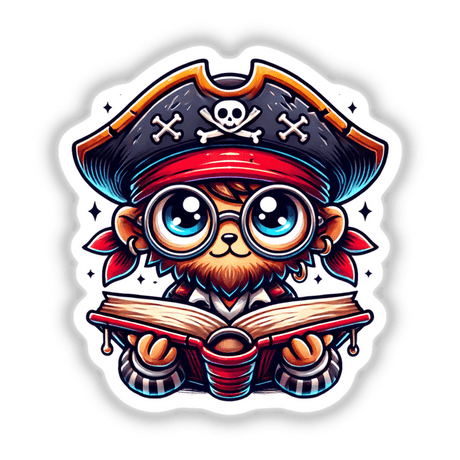 Pirate With Reading Glasses Open Book