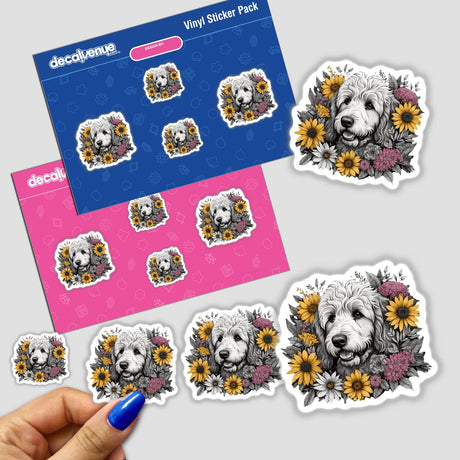 Golden doodle Dog Portrait Floral PA79