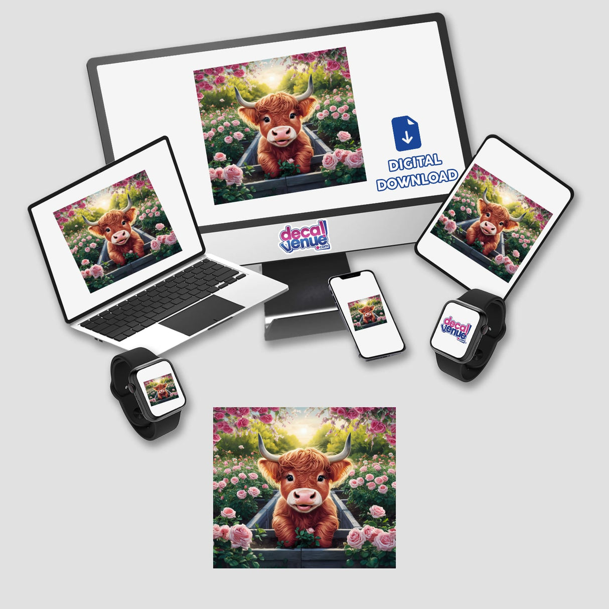 Highland Cow Rose Garden