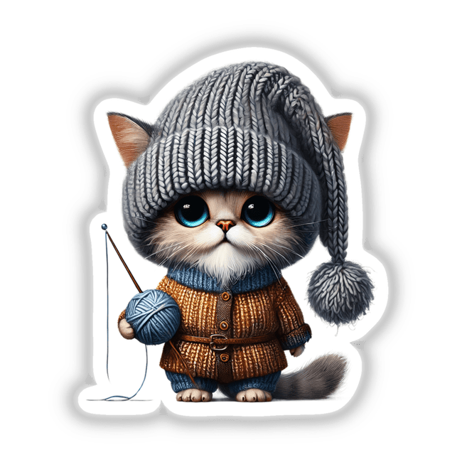 Oriental Cat Gnome Holding Ball of Yarn