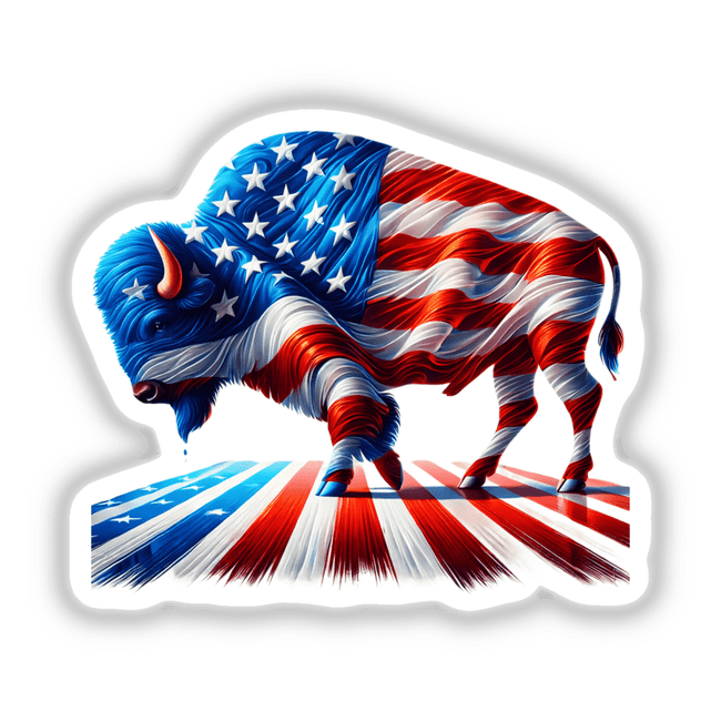 Patriotic Bison American Flag Stars Stripes