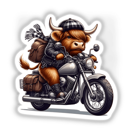 Highland Cow Motorcycle Rider Biker