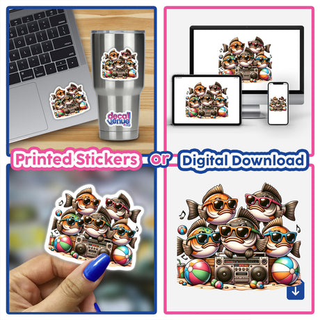 Bass Fish Beach Party Sunglasses Boombox