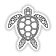 Black Outline Sea Turtle Design featuring intricate black and white patterns, available as vinyl stickers or digital artwork from Decal Venue, showcasing unique, artistic turtle imagery.