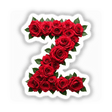 Elegant Floral Letter Z Clipart - Downloadable Sticker with Commercial Rights, featuring an intricate design of roses and leaves, perfect for adding a romantic touch to any project.