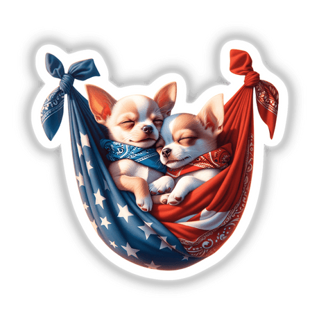 Chihuahua Dogs in American Flag Bandana Hammock
