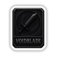 Voidblade – RPG-Style Skill Badge featuring a Dark Silver Shadow Sword Emblem, available as unique vinyl stickers or digital artwork, showcasing intricate detailing and sharp design elements.