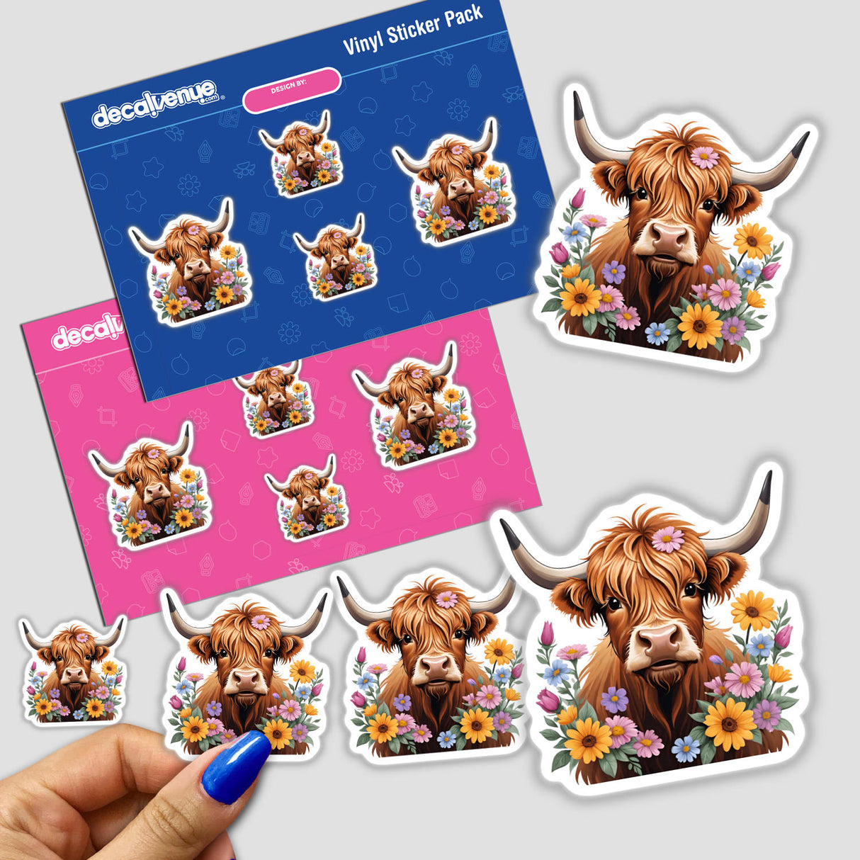 Highland Cow Portrait Floral Accents PA59