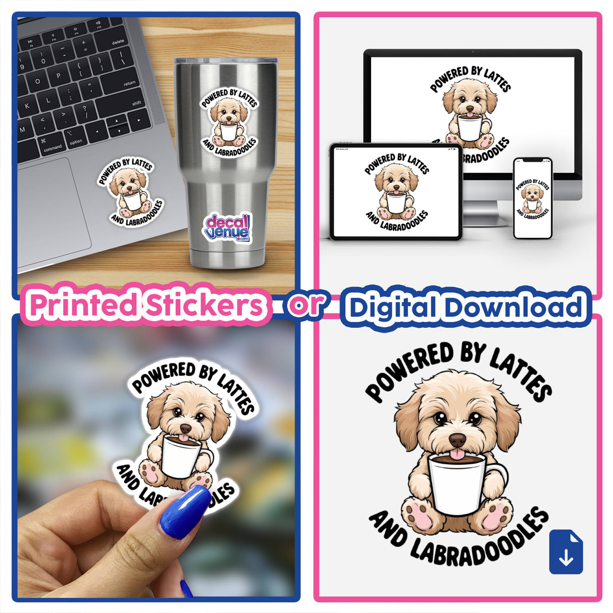 Cute Labradoodle Clipart - Café Decor PNG Commercial Use