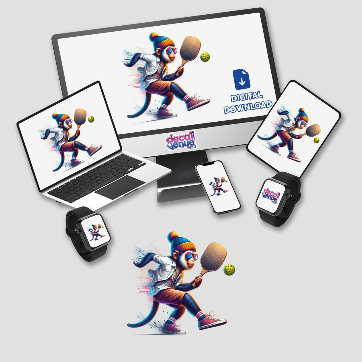 Trendy Monkey Playing Pickleball