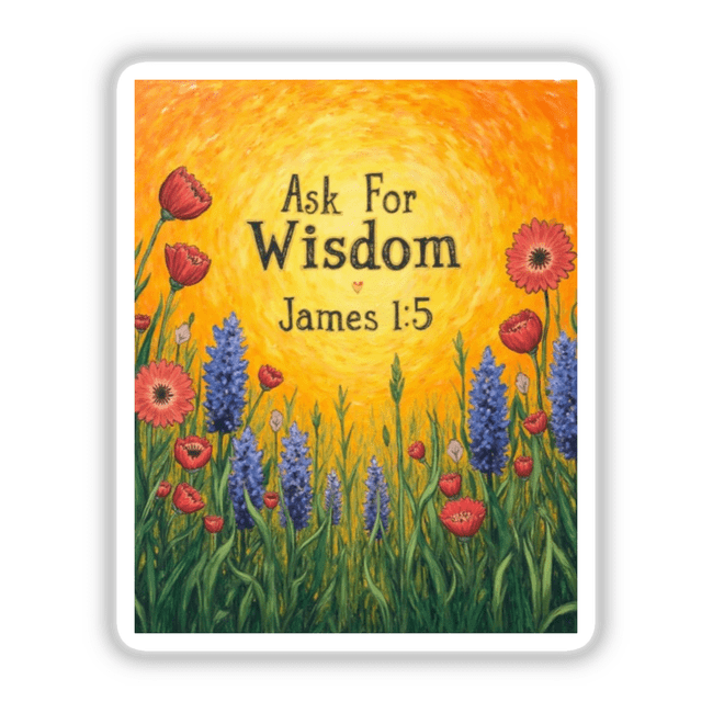 Fauvist Spring Anemone “Ask For Wisdom” James 1:5 Sticker or Clipart features an artistic painting of flowers and grass, available as a unique sticker or digital artwork from Decal Venue.