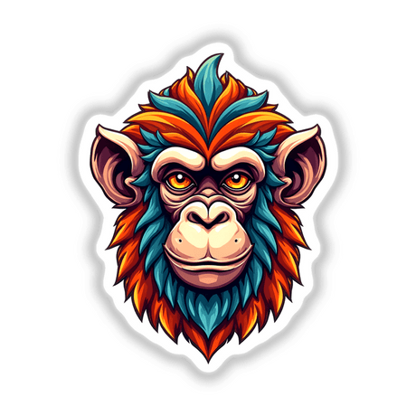 A Cool Monkey King cartoon illustration, showcasing a stylized monkey face with distinctive features, available as stickers or digital artwork from Decal Venue's unique collection.