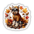 Autumn Schnauzer in Cozy Sweater: An illustrated Schnauzer wearing a warm sweater, available as stickers or digital artwork from Decal Venue.