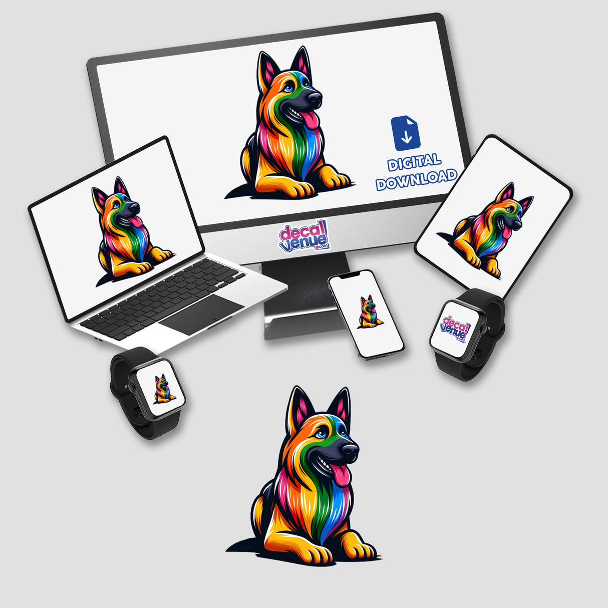 German Shepherd Rainbow