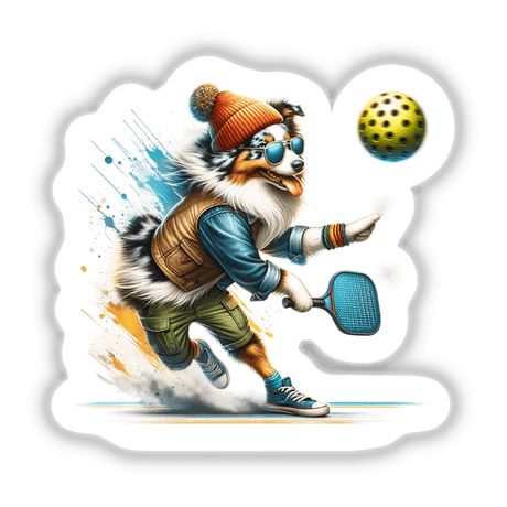 Trendy Australian Shepherd Playing Pickleball