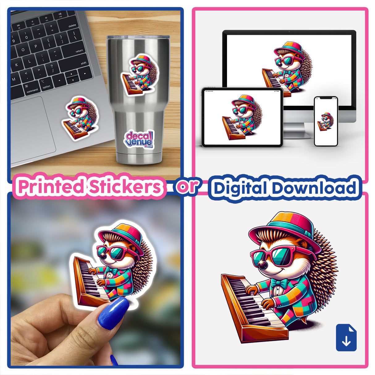 Stylish Hedgehog Playing the Piano