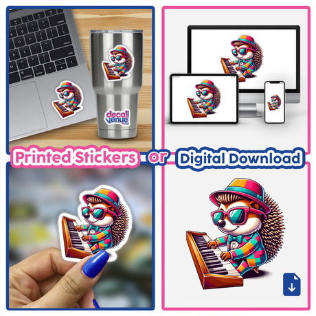 Stylish Hedgehog Playing the Piano