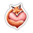 Sleeping Fox on a Heart design, showcasing a fox peacefully embracing a heart. Available as stickers or digital artwork, perfect for adding a touch of whimsy to your decor.