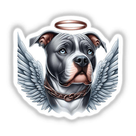 Gray Pitbull Angel Dog w/Wings