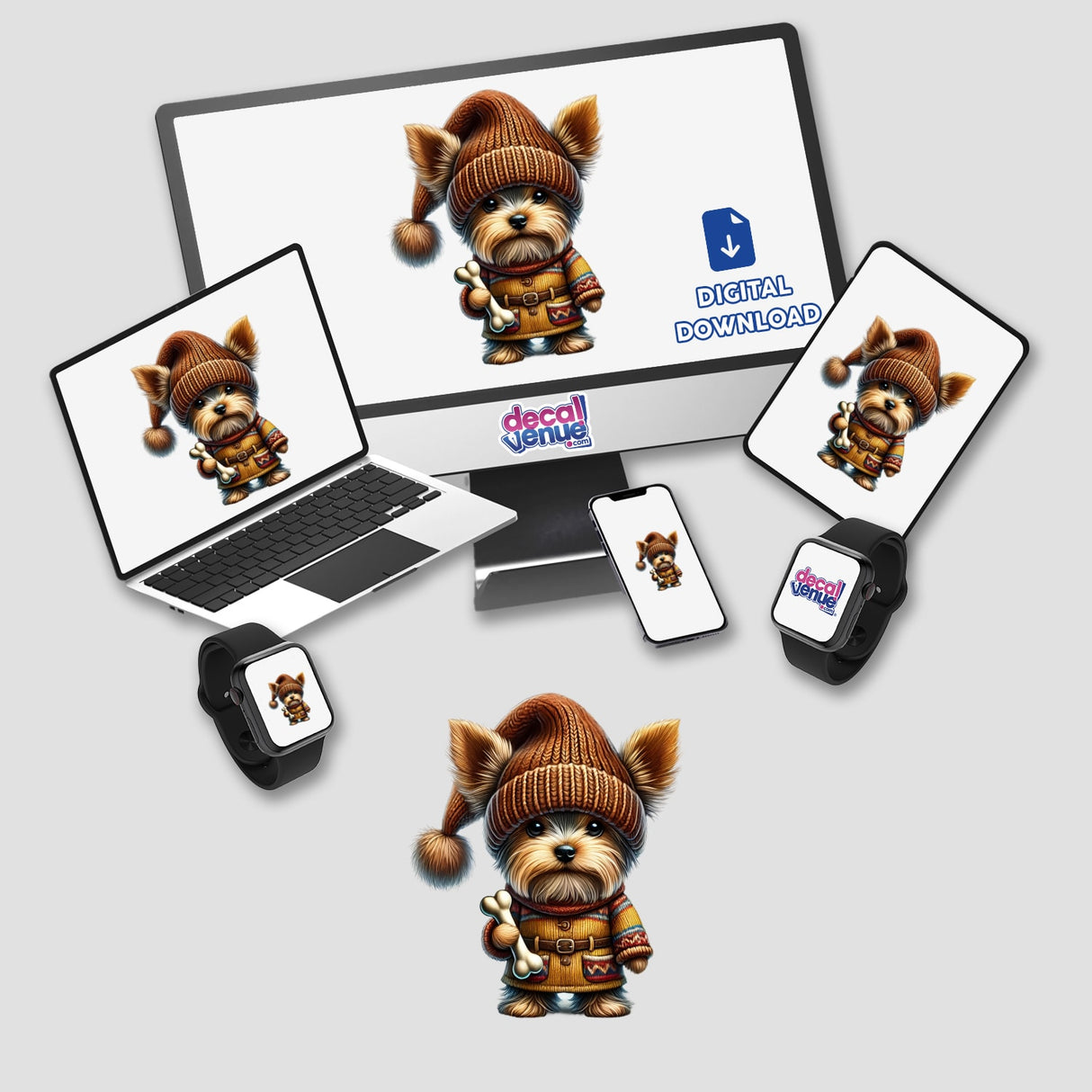 Yorkshire Terrier Gnome with Dog Bone