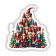 Nutcracker Dolls Pile Christmas Tree, featuring a group of toy soldiers and Christmas tree elements, available as stickers or digital artwork from Decal Venue's unique collection.