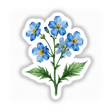 Alaska Forget-Me-Not Botanical Clipart featuring detailed blue flowers, available as stickers or for commercial use download.