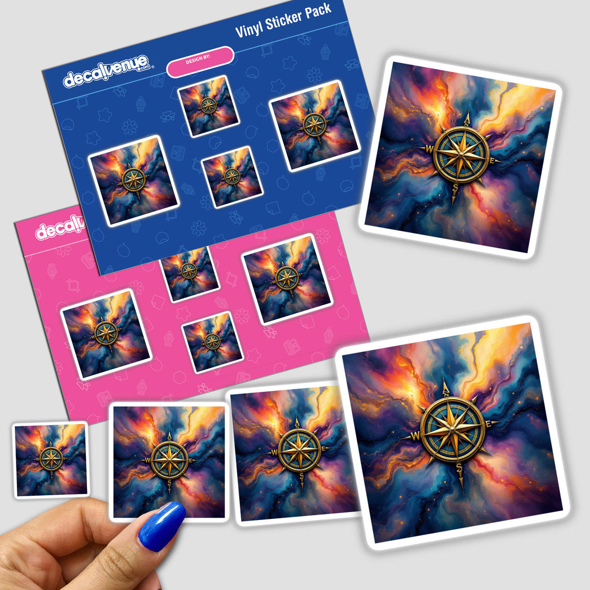 Compass Alcohol Ink Design sticker featuring a vibrant, artistic compass illustration. Available as a sticker or digital artwork, capturing the unique style of Decal Venue.
